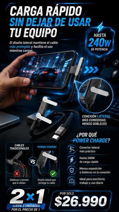 PowerCharge™  | CABLE CARGA RAPIDA 2 EN 1 PREMIUM