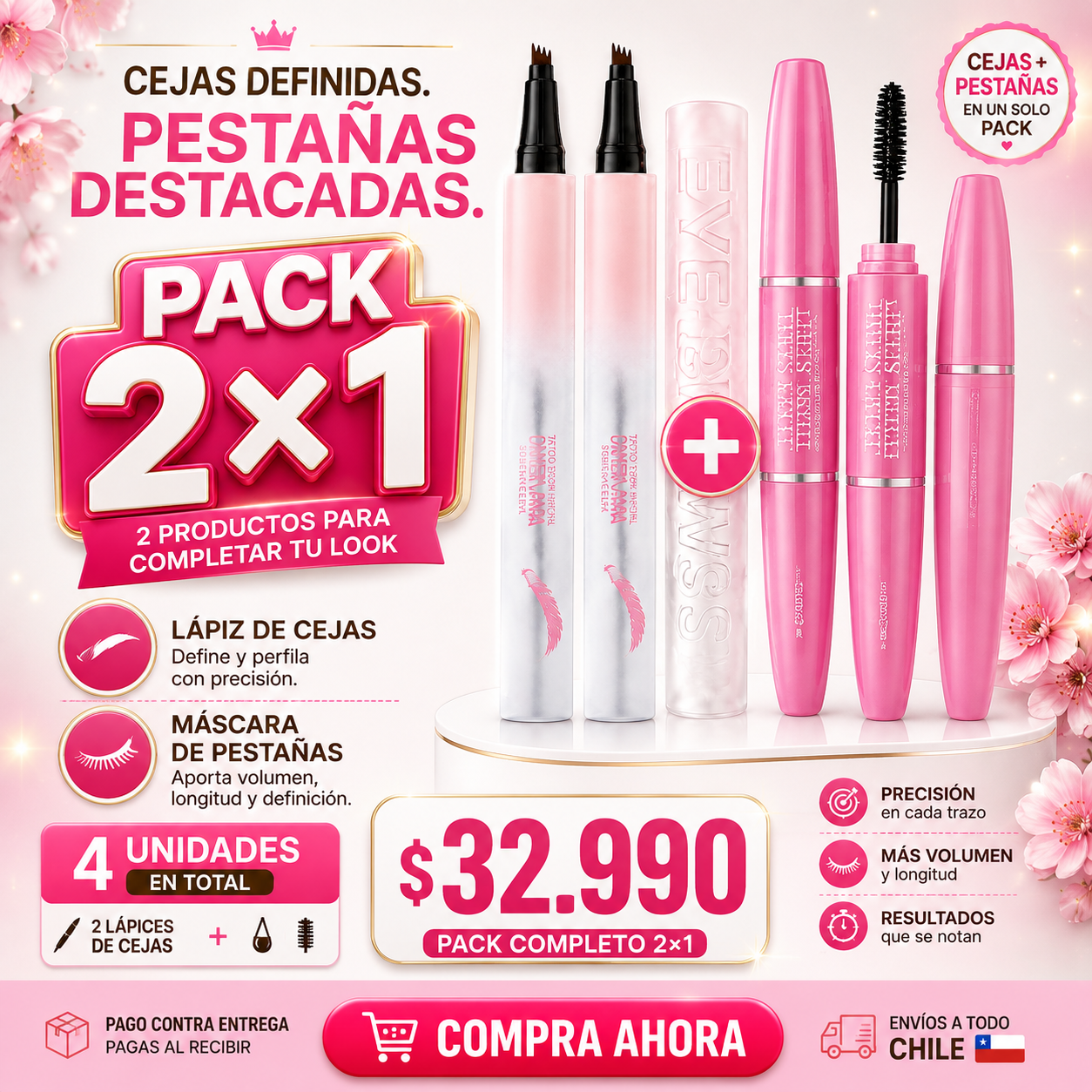 PACK PESTAÑAS + LAPIZ CEJAS 4 PUNTAS 2X1