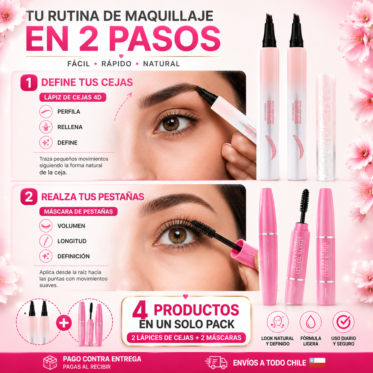 PACK PESTAÑAS + LAPIZ CEJAS 4 PUNTAS 2X1
