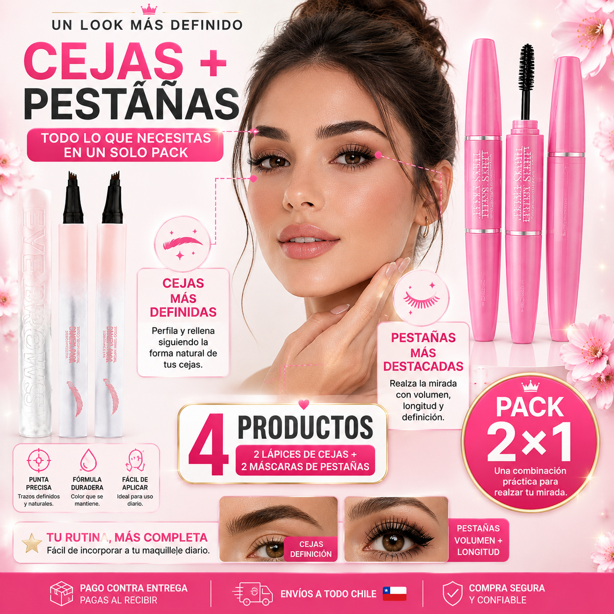 PACK PESTAÑAS + LAPIZ CEJAS 4 PUNTAS 2X1