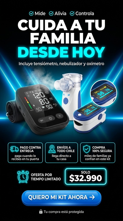Kit Tensiómetro + Nebulizador + Oxímetro