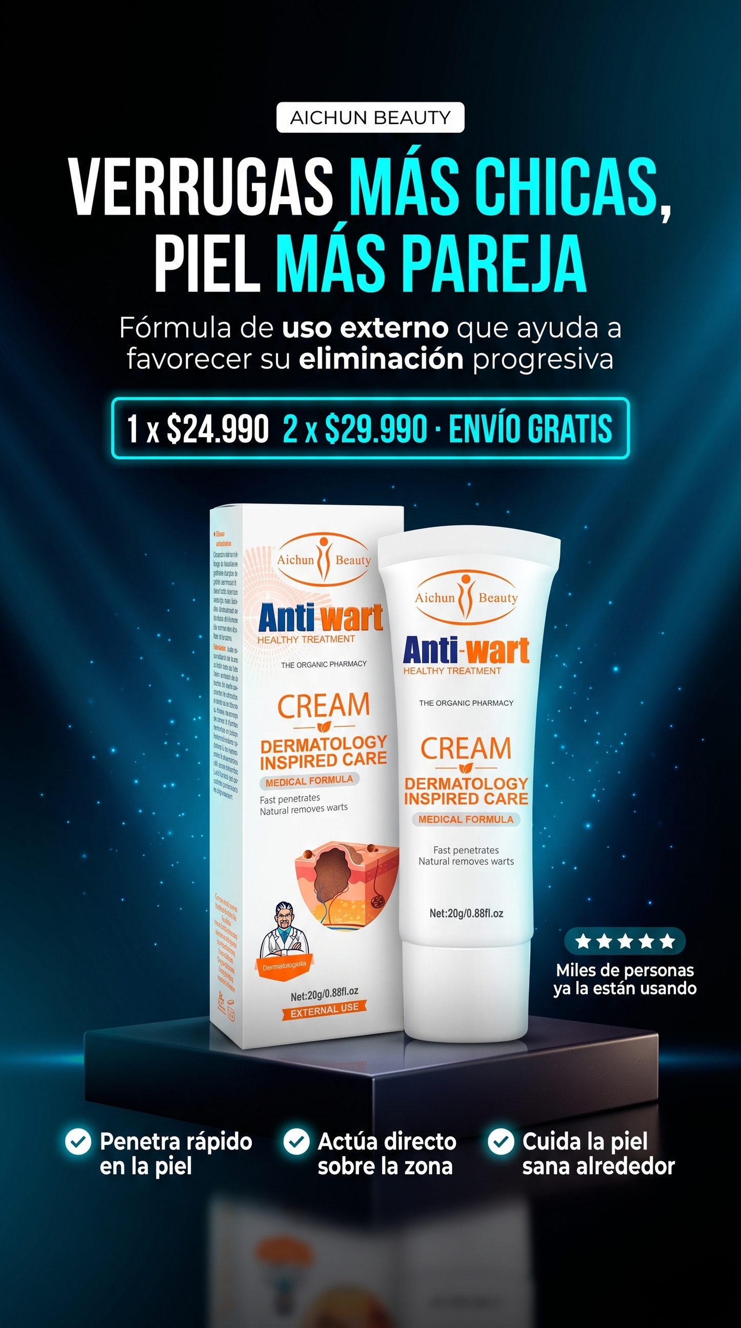 Crema Anti Verrugas, Lunares y Acrocordones
